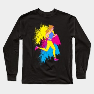 Colorful Woman Runner - Running gift Long Sleeve T-Shirt